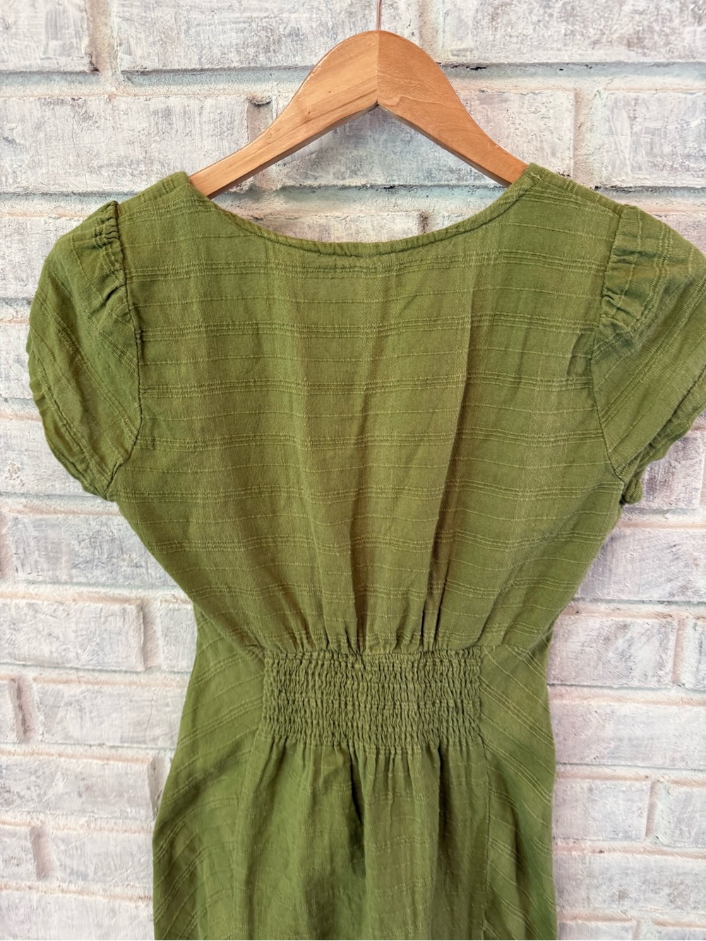 Free People Olive Green Button-Front Midi Dress - Picture 7 of 8